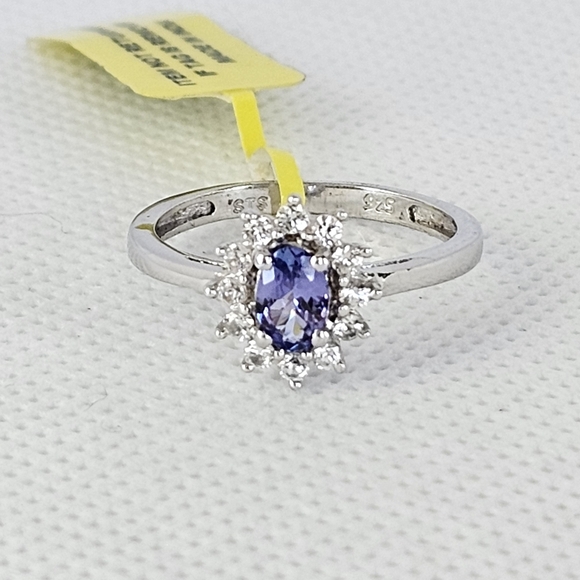 Genuine Tanzanite & White Zircon Ring Platinum over Sterling Silver Sz ! ✨️ - Picture 8 of 10